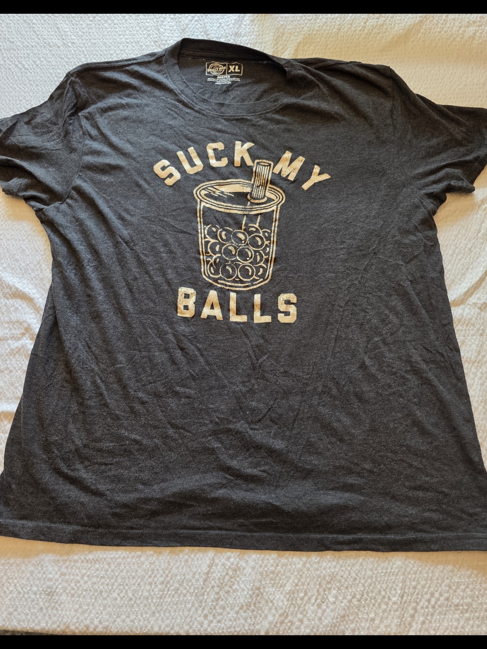 Crazy Dog T-Shirts Charcoal Grey Suck My Balls Tshirt